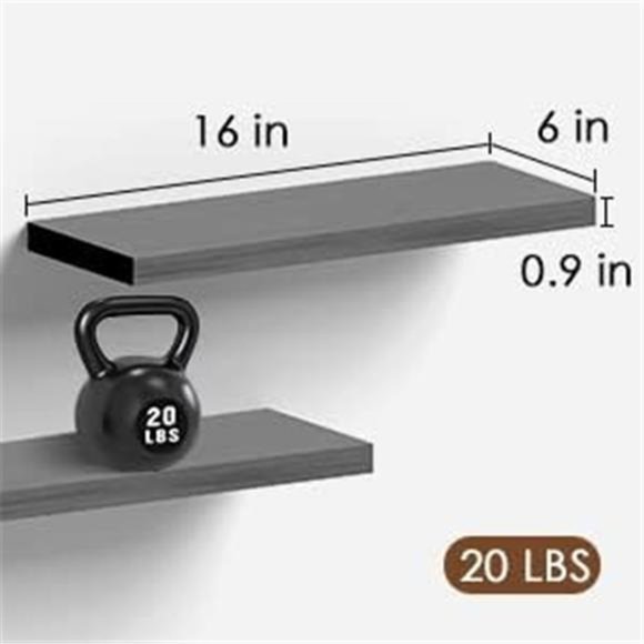 Wall Shelves, Rustic Wood Floating Shelves Set of 4, Hanging Storage Shelf - Picture 2 of 6